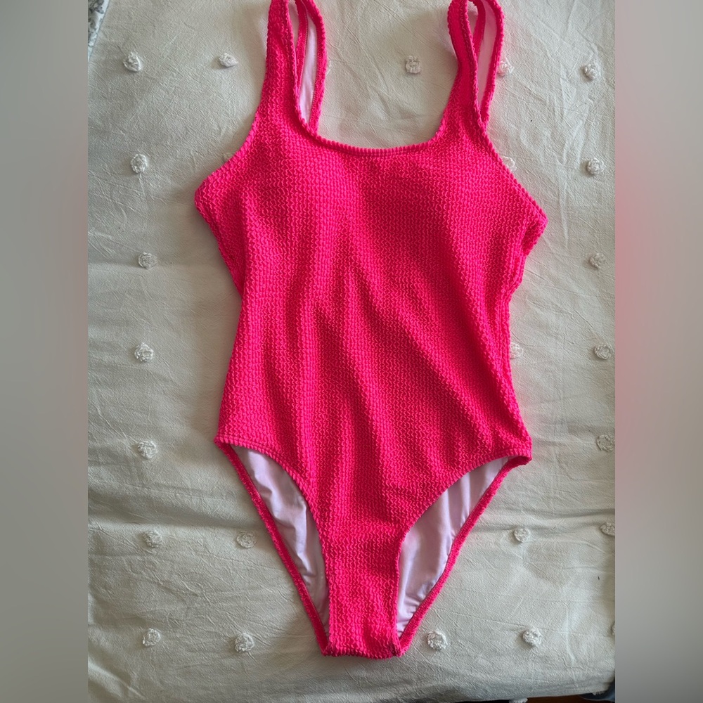Bright Pink Textured Swimsuit